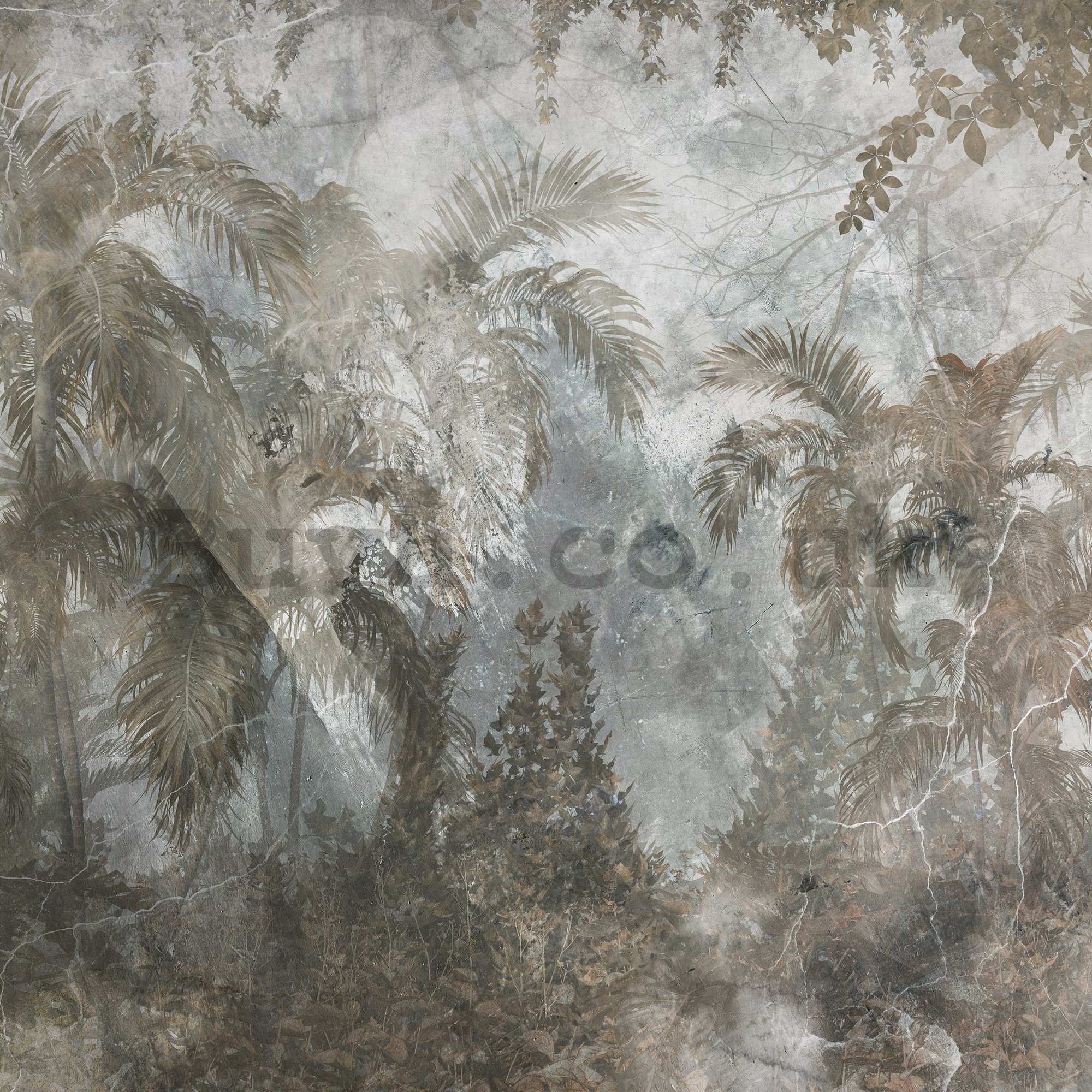 Wall mural vlies: Jungle (concrete imitation) - 368x254 cm