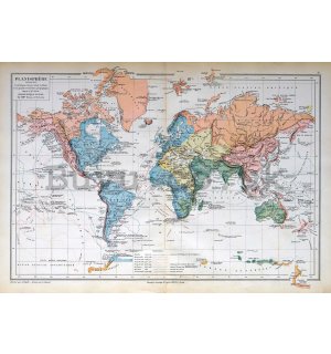 Wall mural vlies: French World Map (Vintage) - 368x254 cm