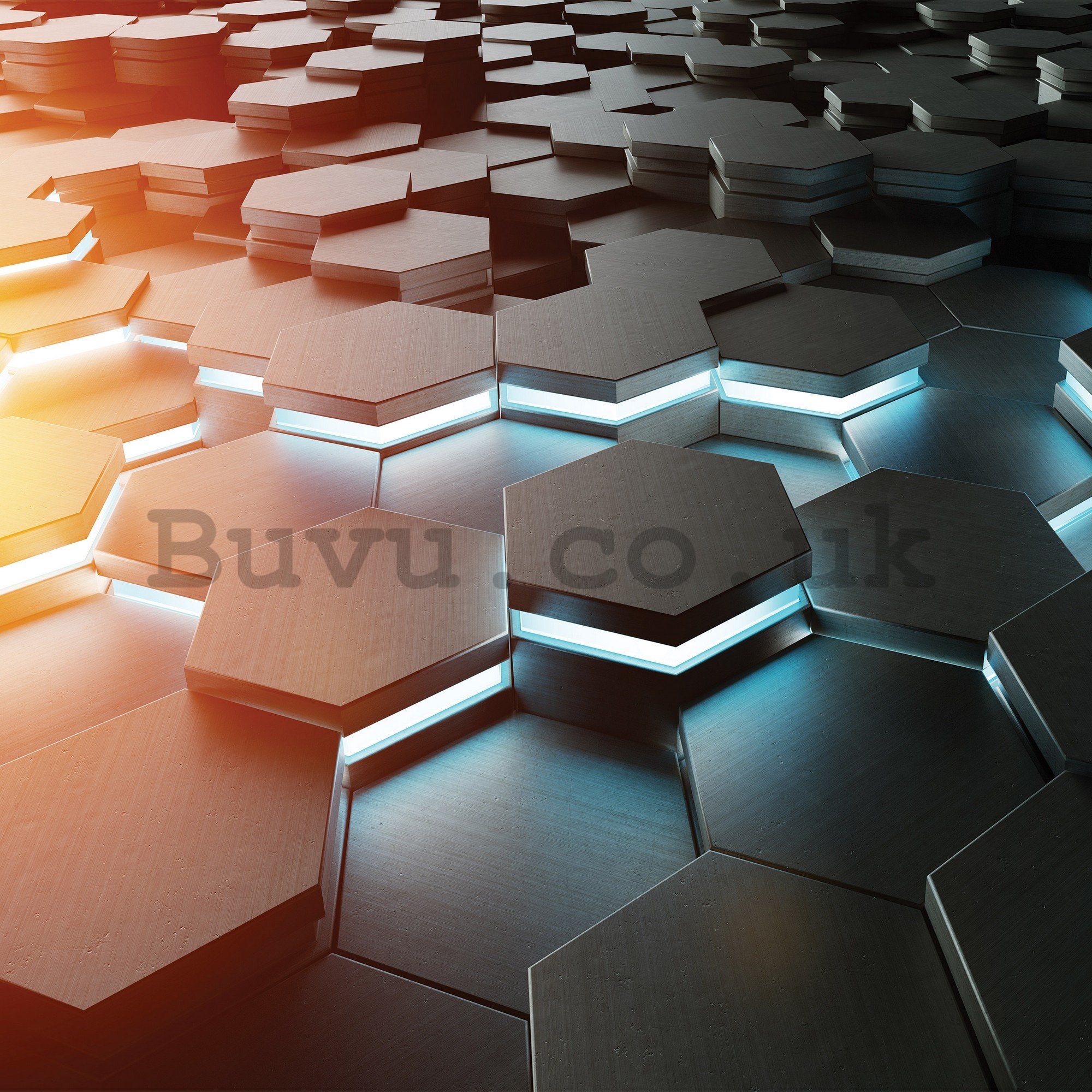 Wall mural vlies: 3D abstraction of hexagon game - 416x254 cm