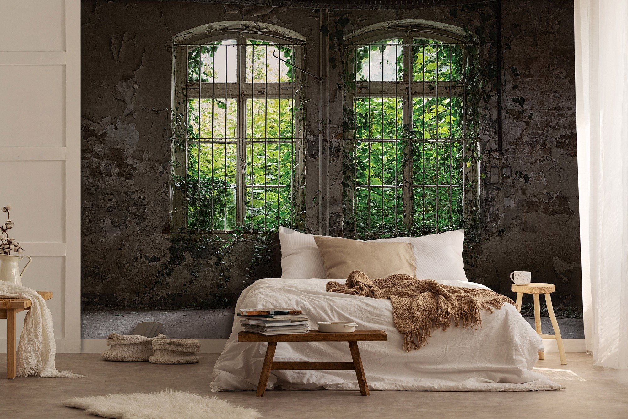 Wall mural vlies: Window with ivy - 416x254 cm