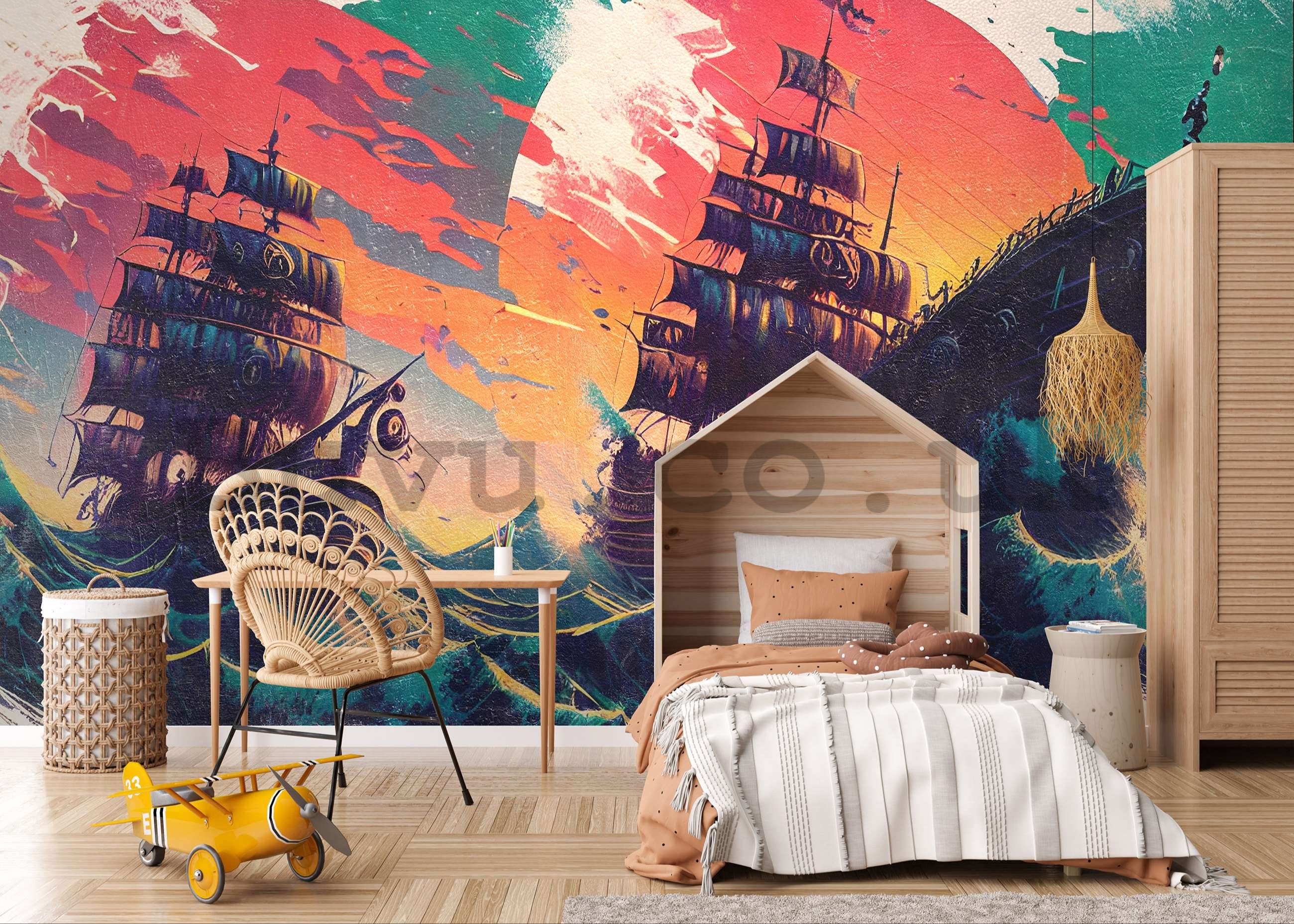 Wall mural vlies: Pirate galleons - 254x184 cm