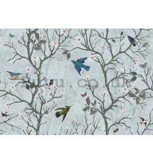 Wall mural vlies: Birds and Trees (animated) - 254x184 cm