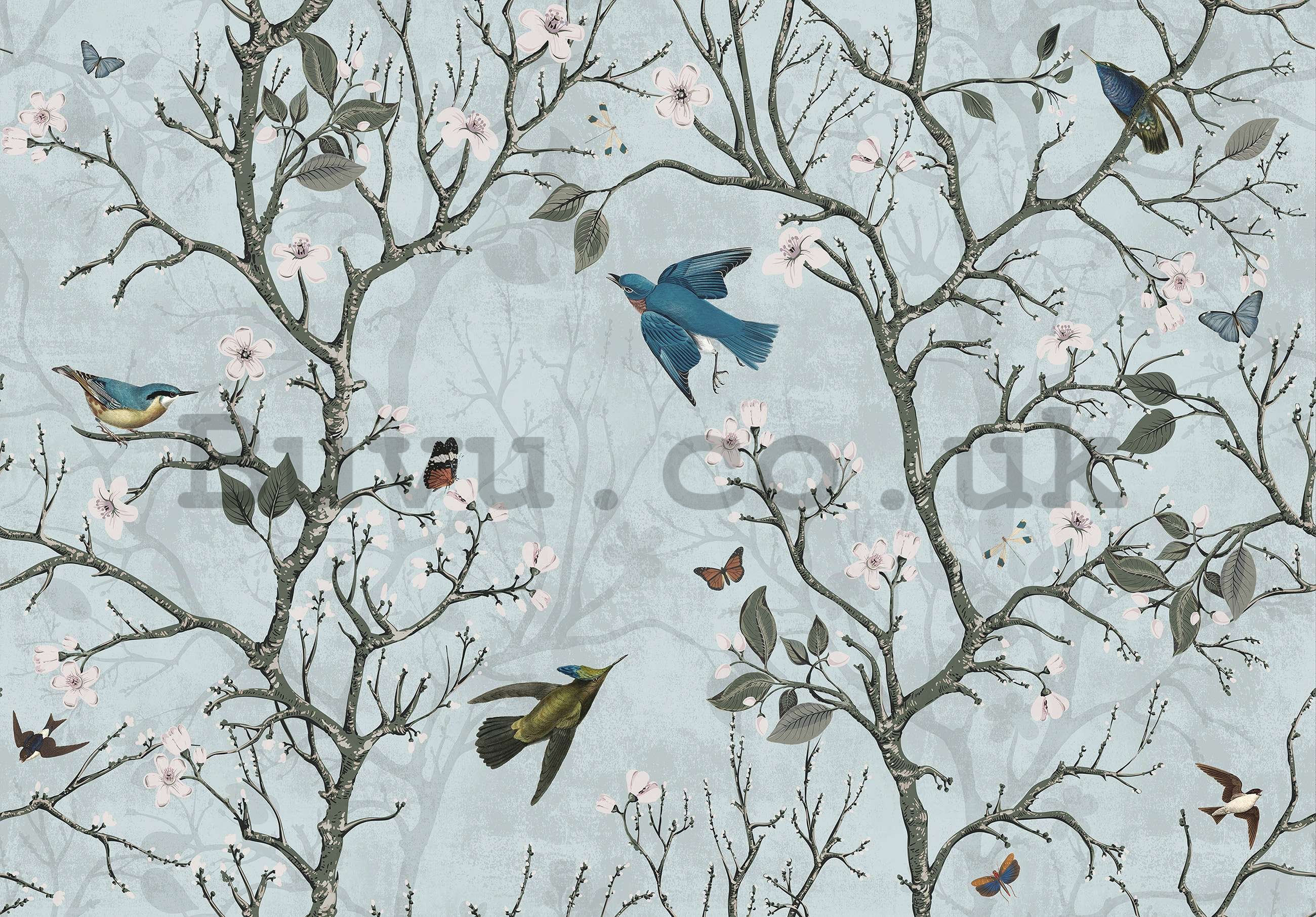 Wall mural vlies: Birds and Trees (animated) - 368x254 cm
