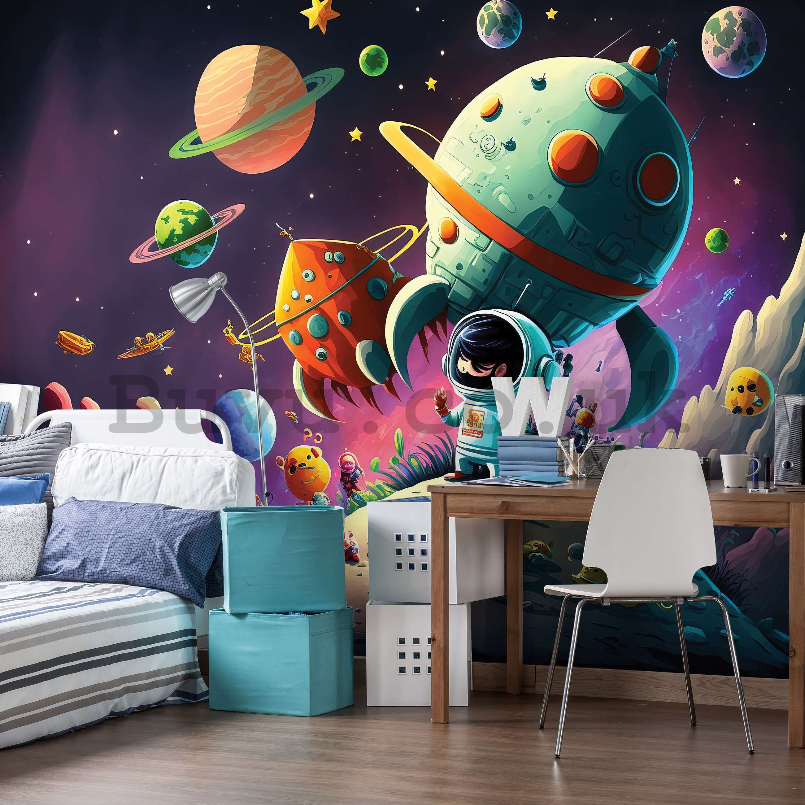 Wall mural vlies: Children's wallpaper astronaut and space - 368x254 cm