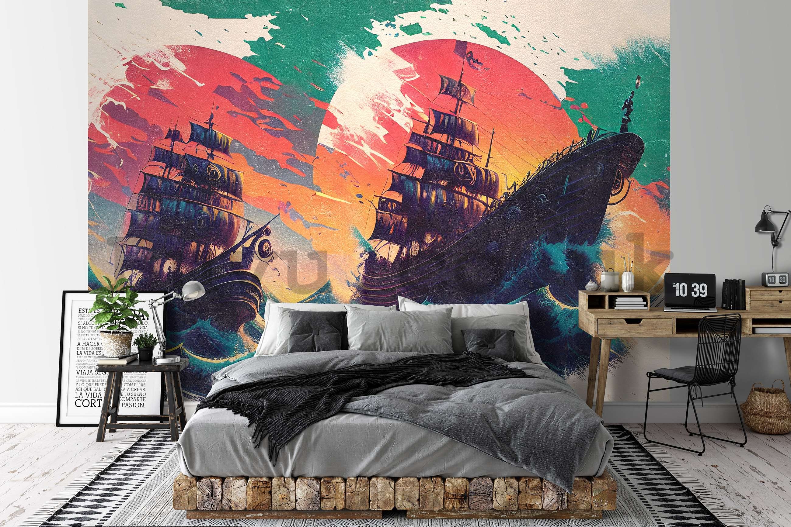 Wall mural vlies: Pirate galleons - 152,5x104 cm