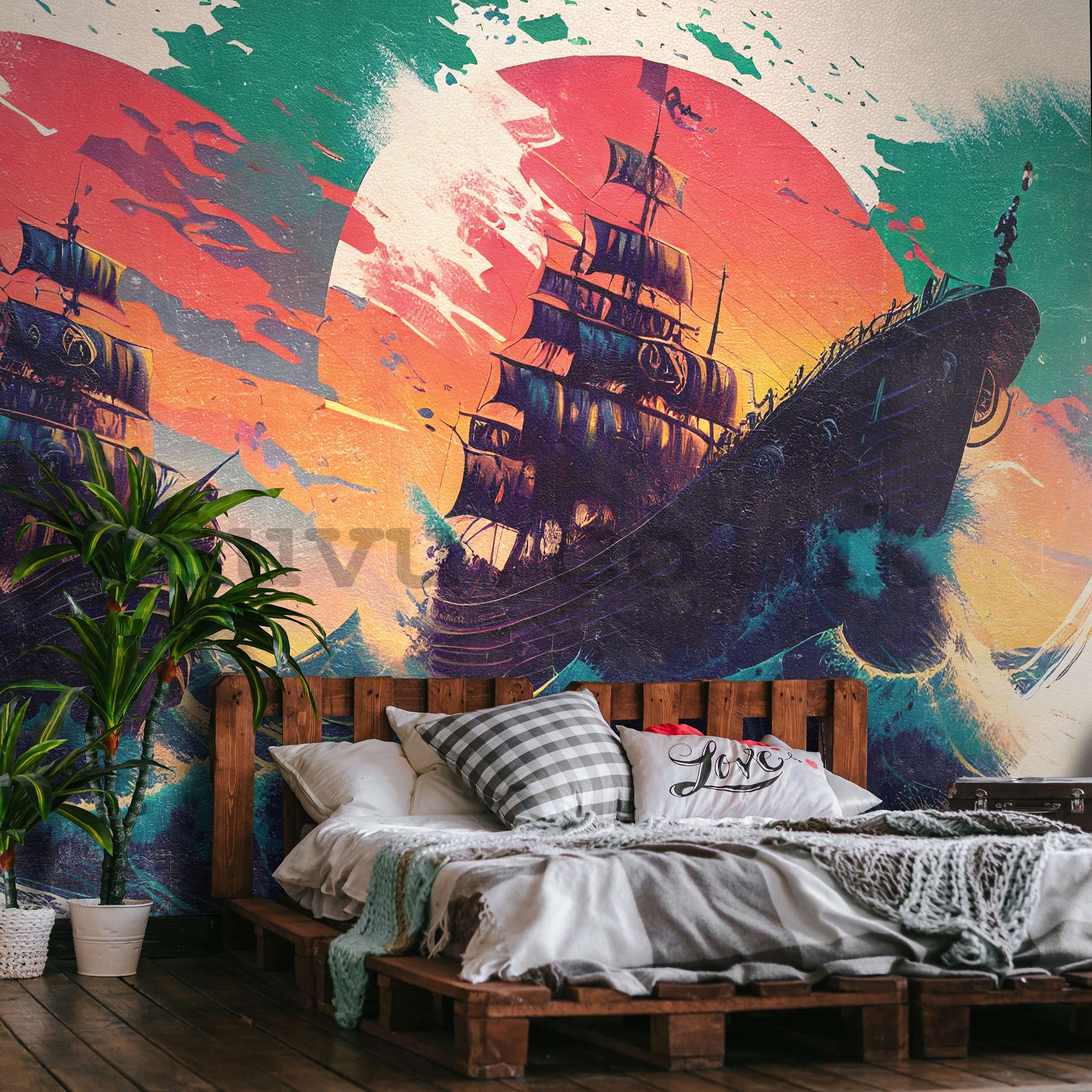 Wall mural vlies: Pirate galleons - 416x254 cm