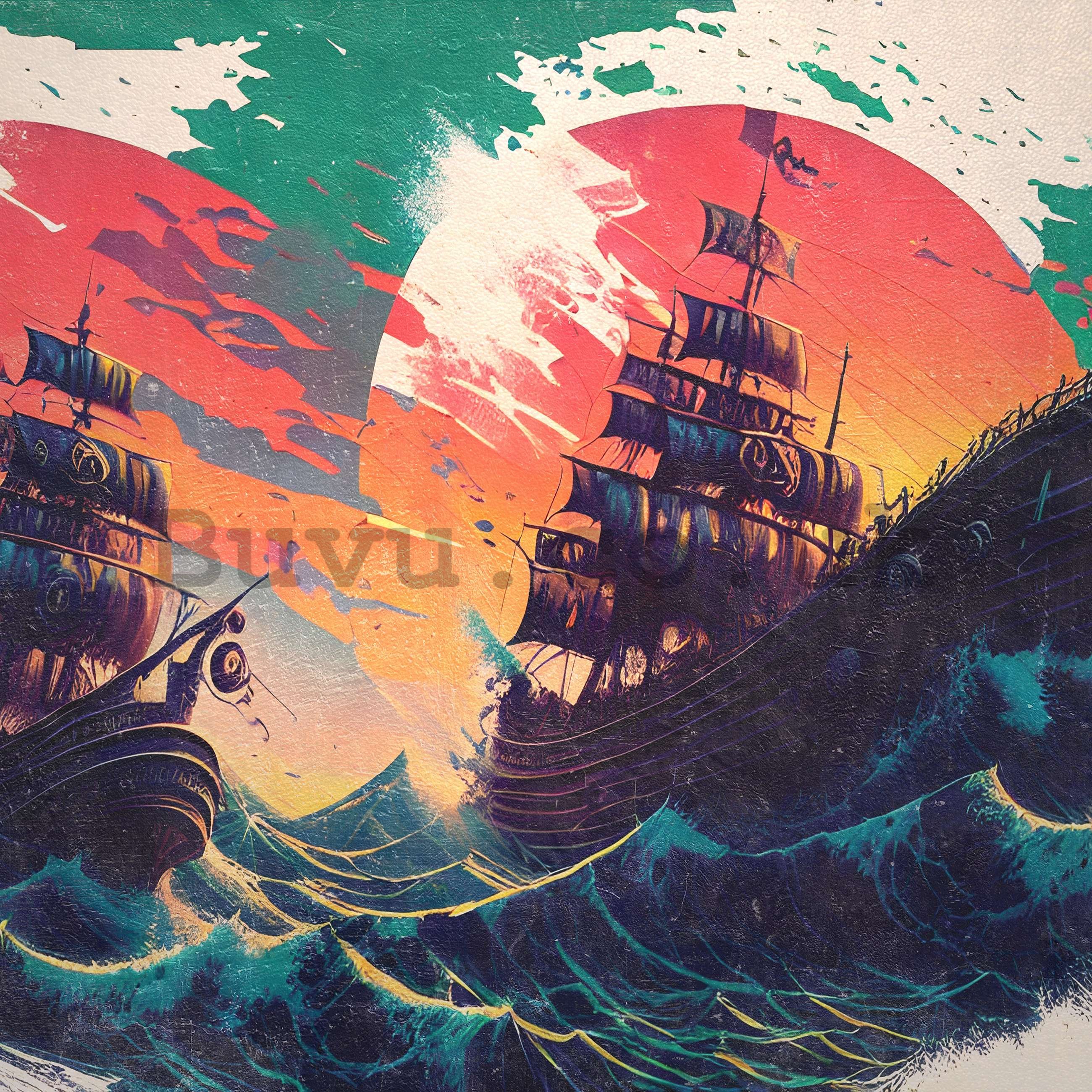 Wall mural vlies: Pirate galleons - 416x254 cm