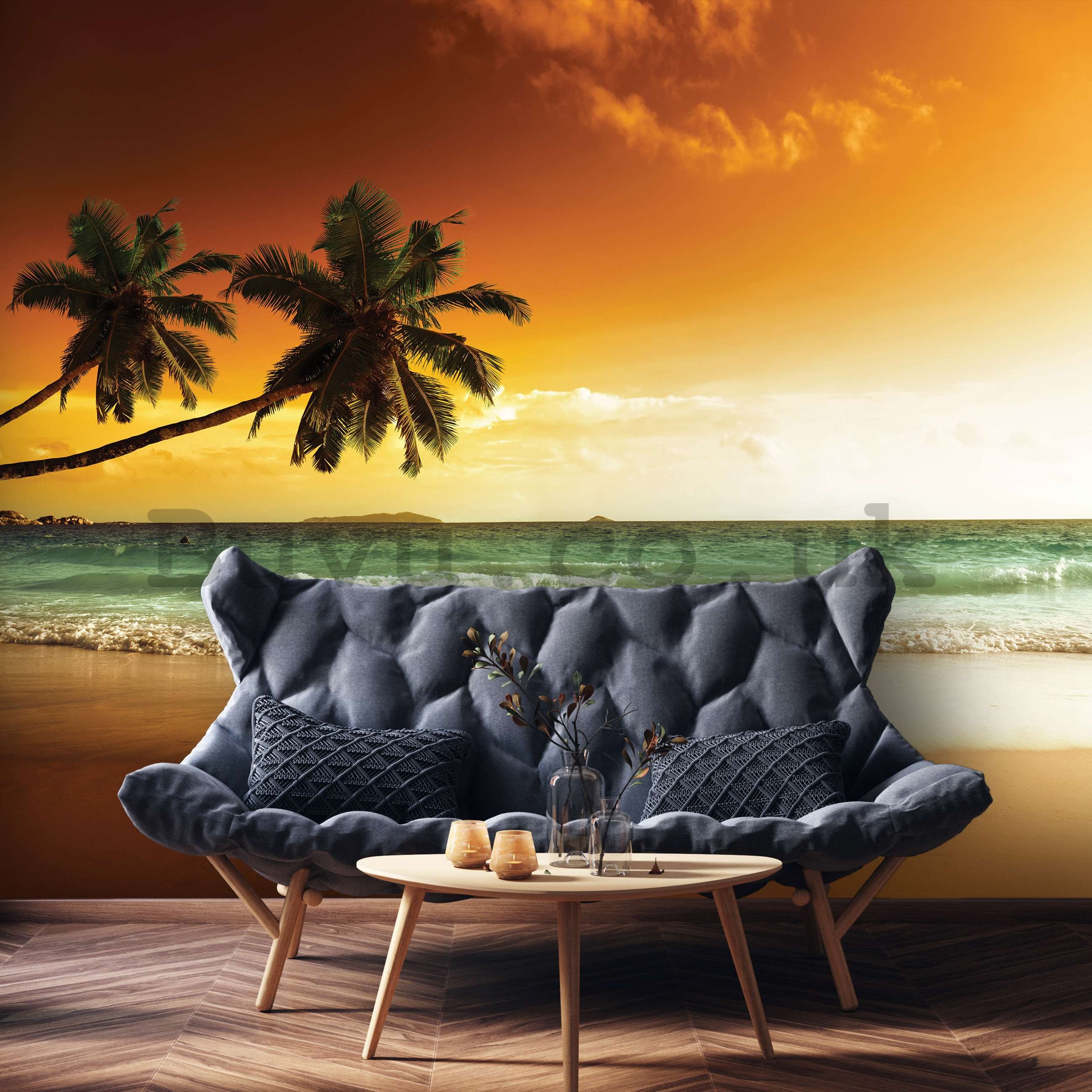 Wall mural vlies: Palm trees and beach at sunset - 416x254 cm