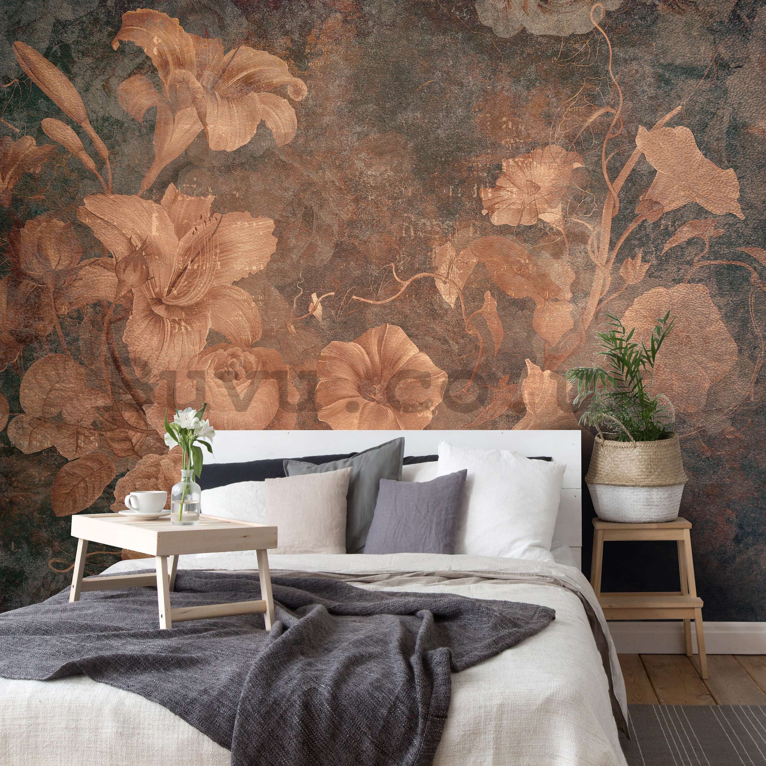 Wall mural vlies: Vintage imitation flowers - 254x184 cm
