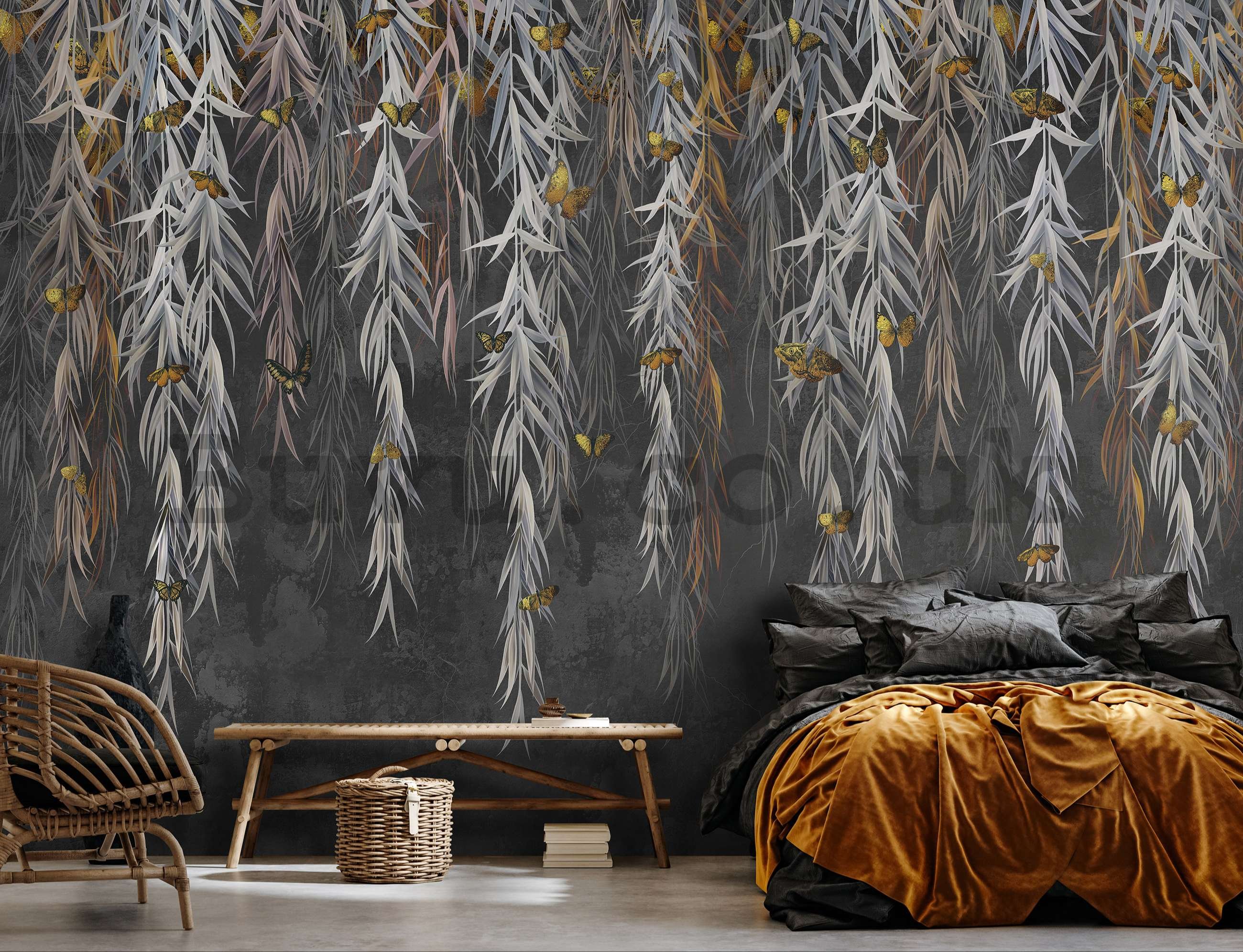 Wall mural vlies: Butterflies in branches - 254x184 cm