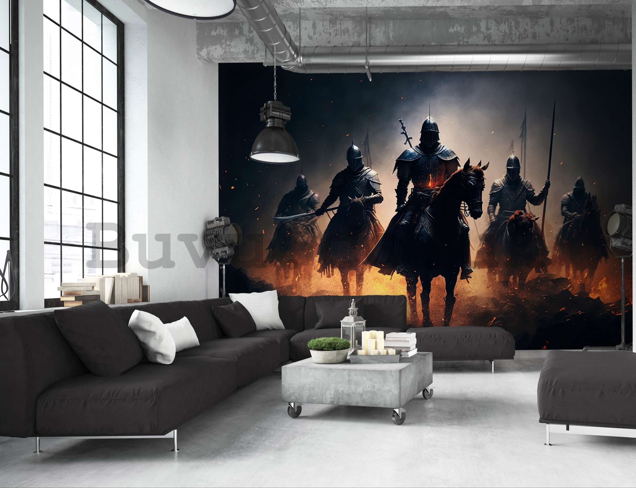 Wall mural vlies: Knights on horseback - 254x184 cm