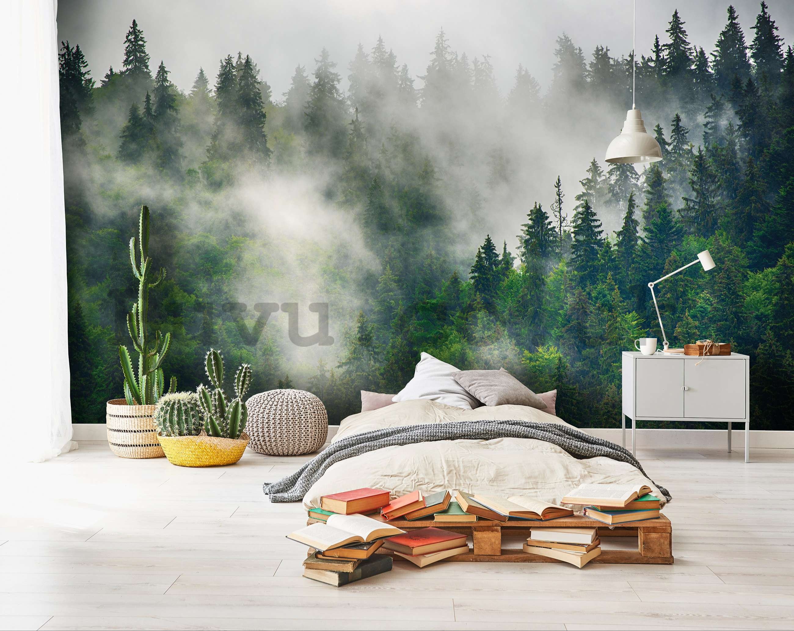 Wall mural vlies: Fog over the forest (5) - 254x184 cm