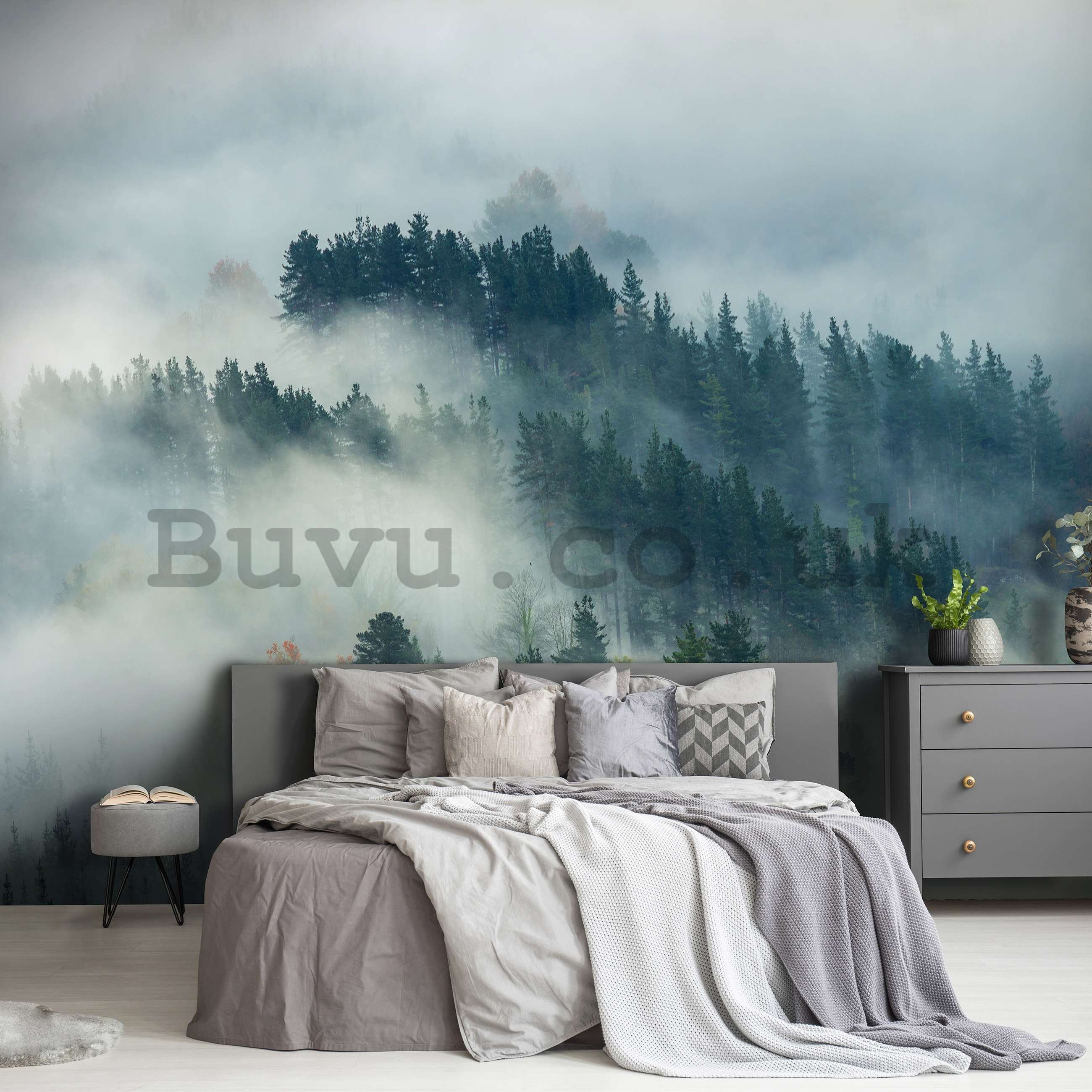 Wall mural vlies: Fog over the forest (4) - 368x254 cm