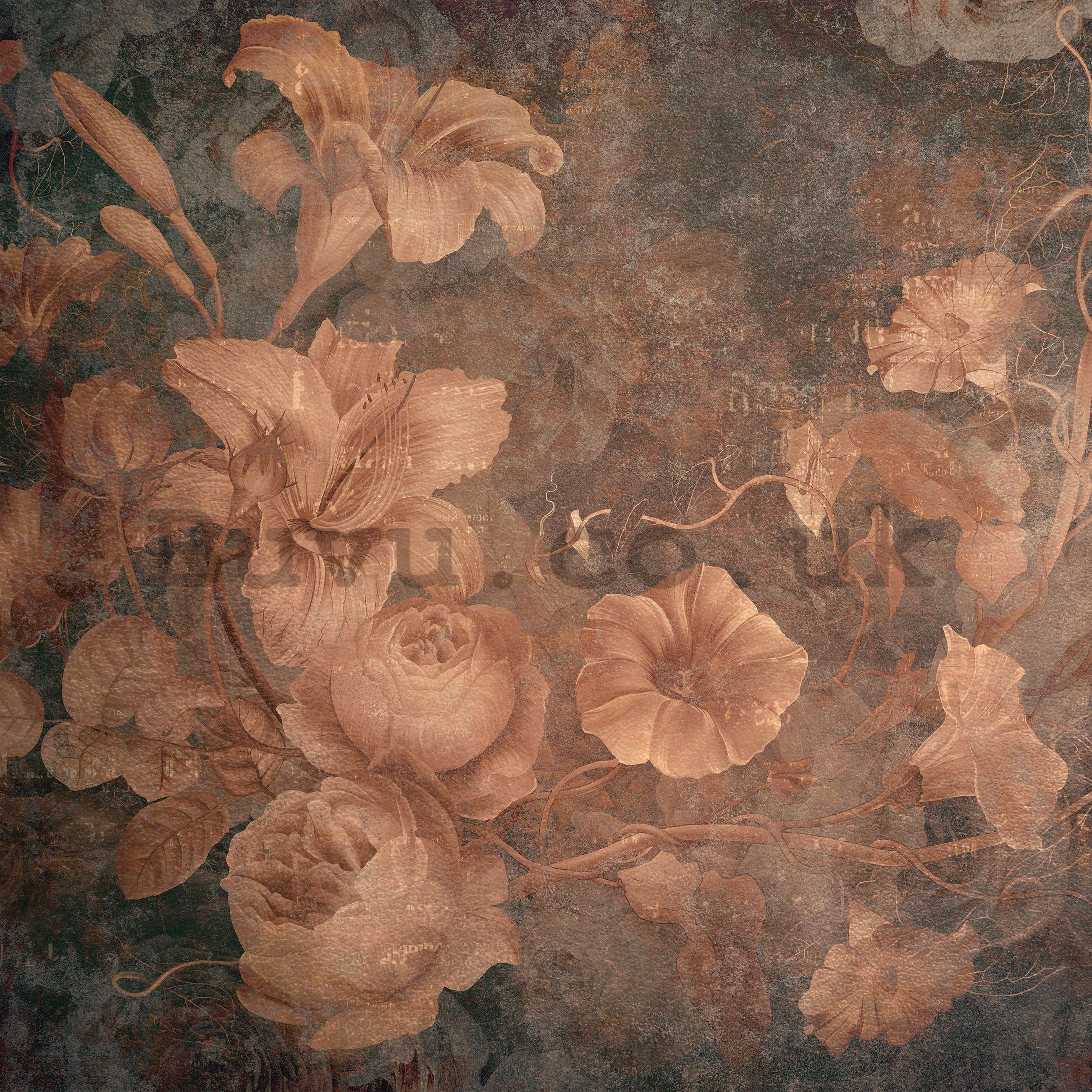 Wall mural vlies: Vintage imitation flowers - 368x254 cm