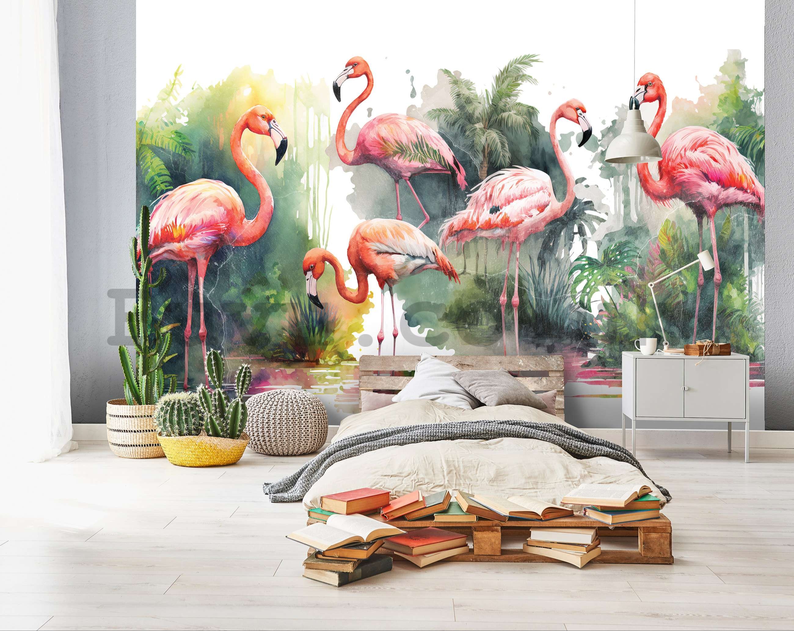 Wall mural vlies: Flamingos in nature - 368x254 cm
