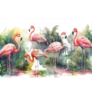 Wall mural vlies: Flamingos in nature - 368x254 cm