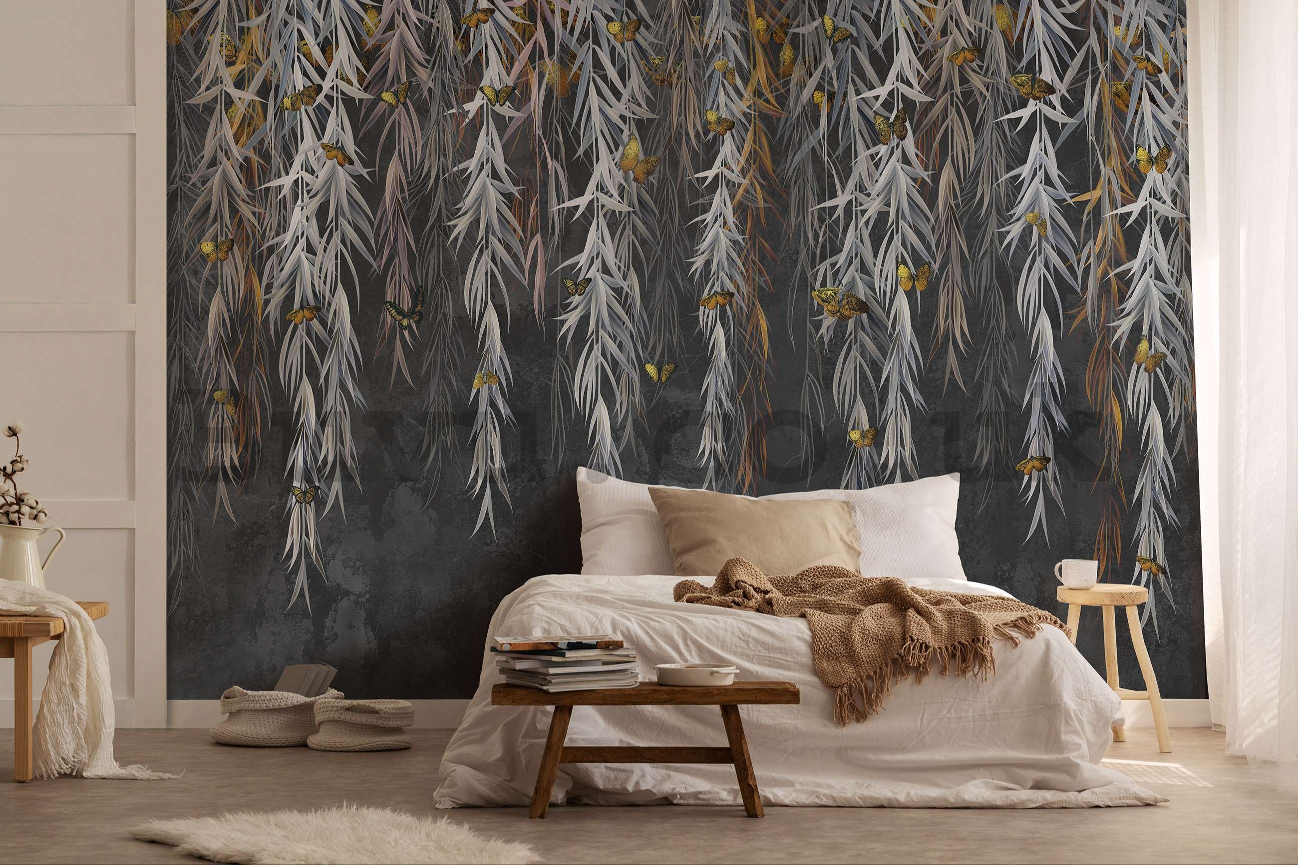 Wall mural vlies: Butterflies in branches - 368x254 cm