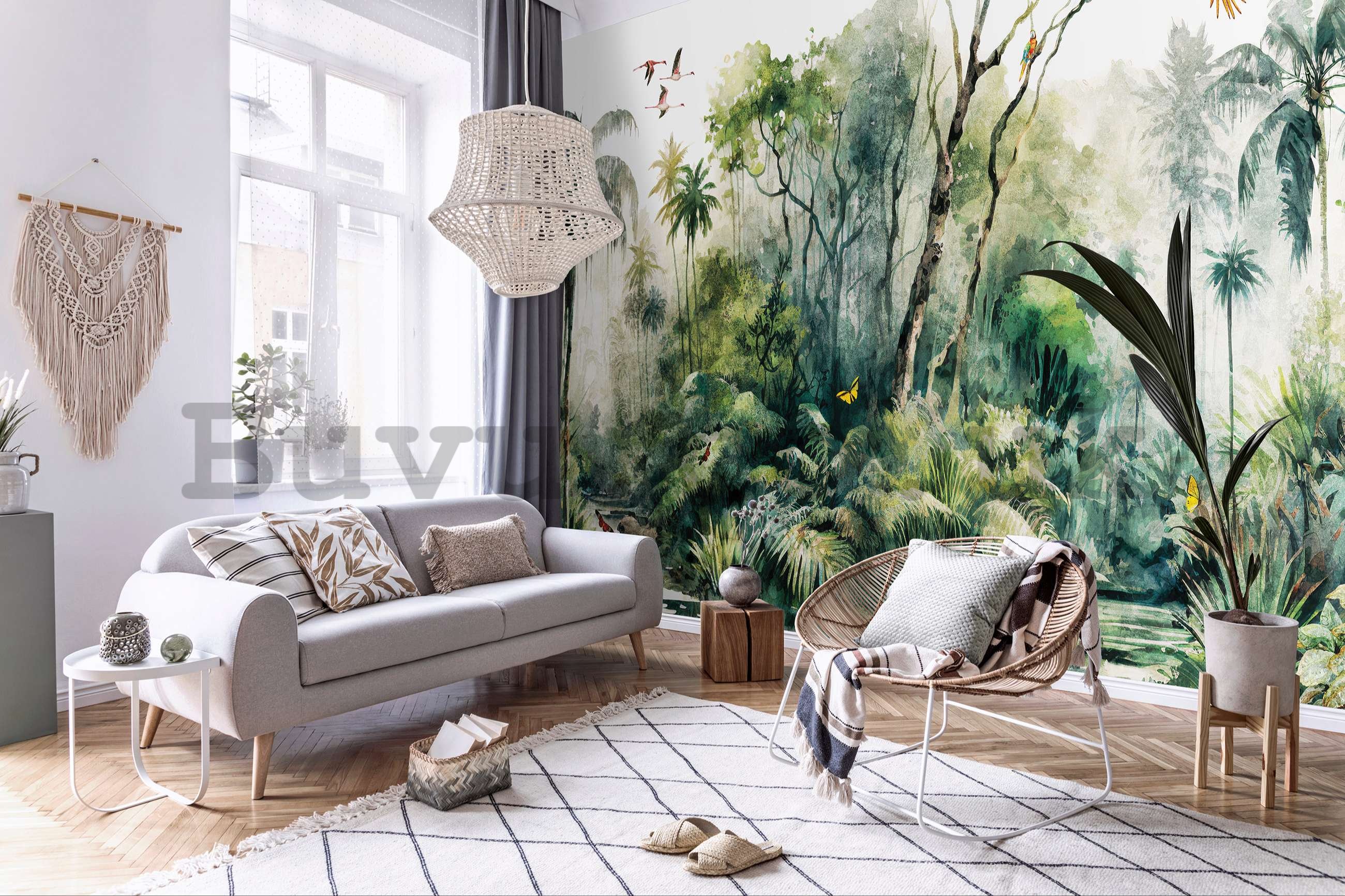 Wall mural vlies: In the rainforest (painted) - 254x184 cm