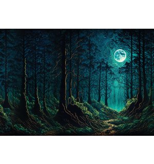 Wall mural vlies: Enchanted forest in the moonlight - 254x184 cm