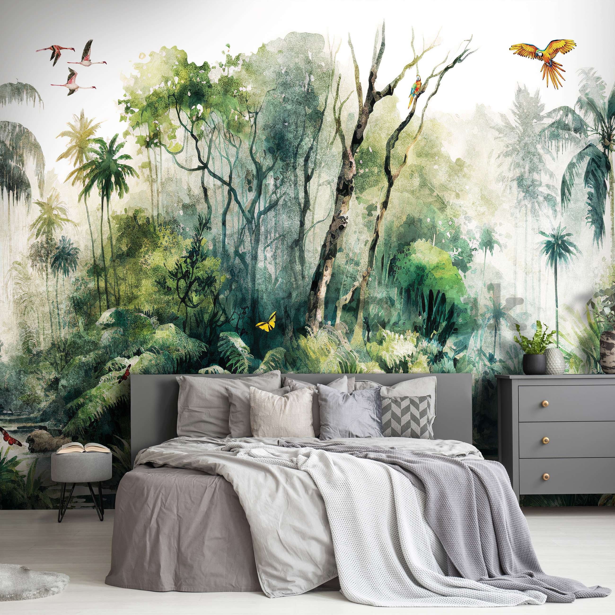 Wall mural vlies: In the rainforest (painted) - 368x254 cm