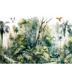 Wall mural vlies: In the rainforest (painted) - 368x254 cm