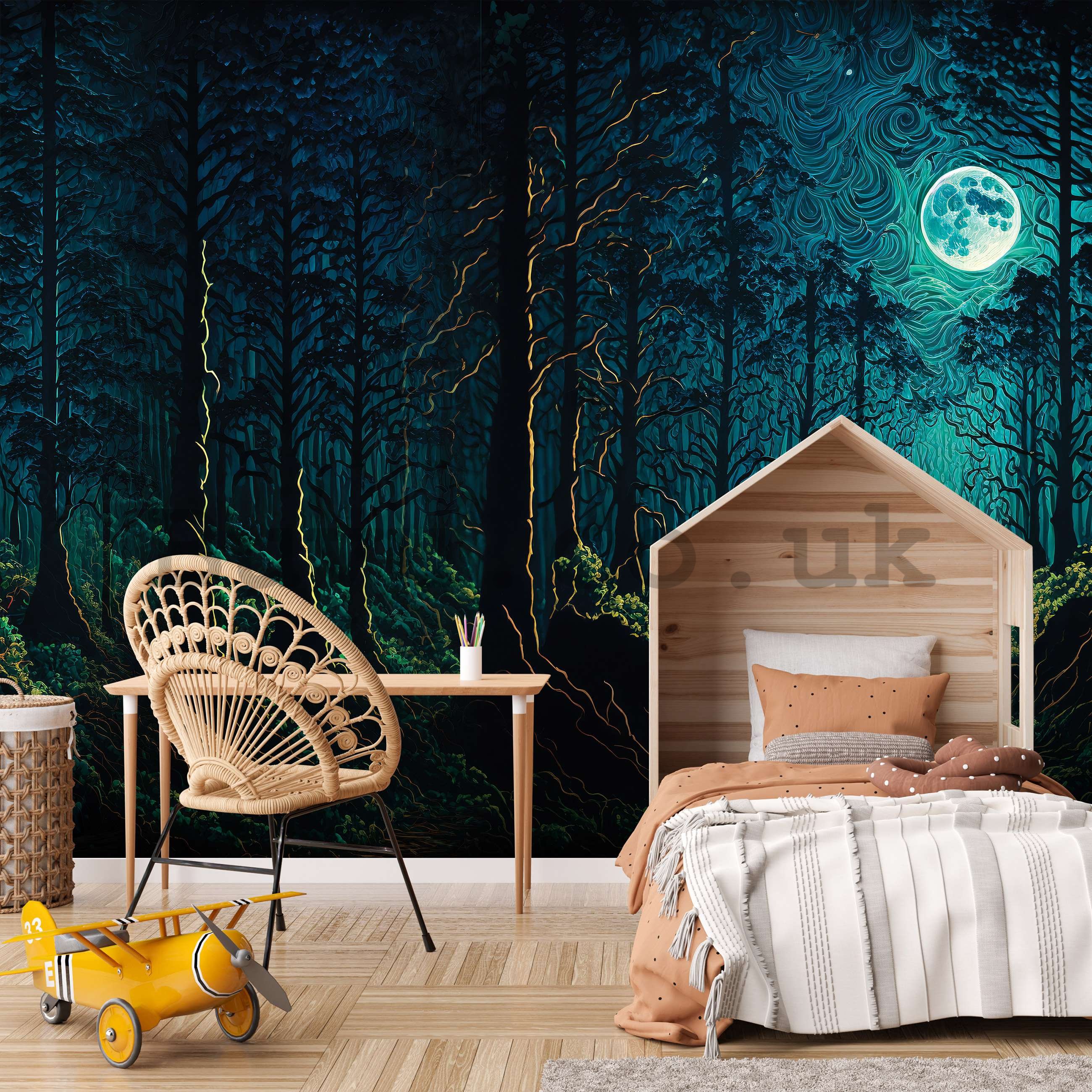 Wall mural vlies: Enchanted forest in the moonlight - 368x254 cm