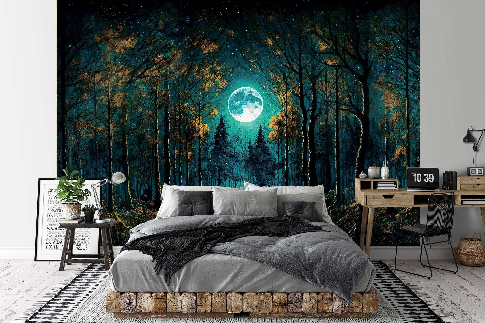 Wall mural vlies: Full moon in the forest - 254x184 cm
