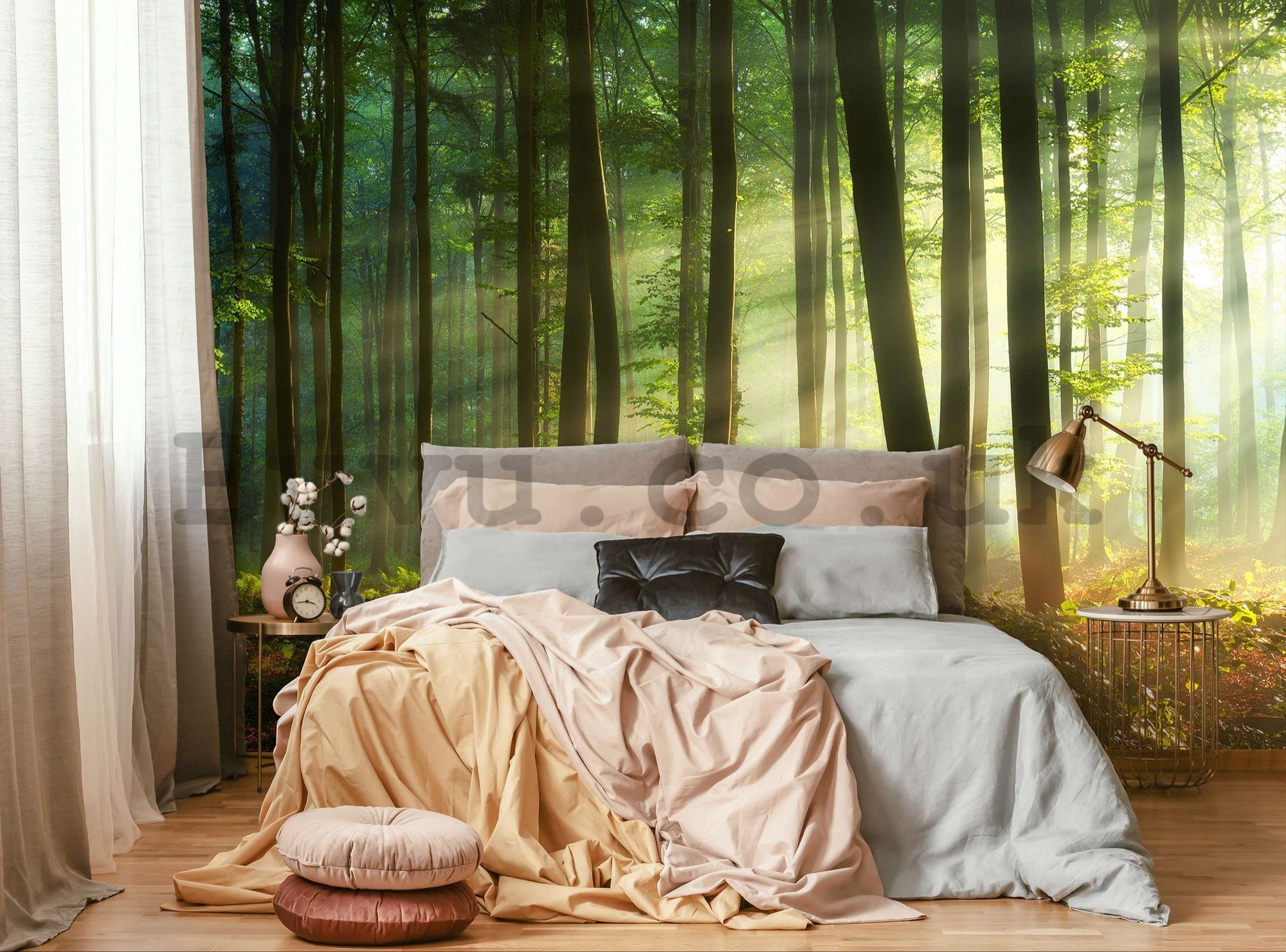 Wall mural vlies: Sunrise in the forest - 254x184 cm
