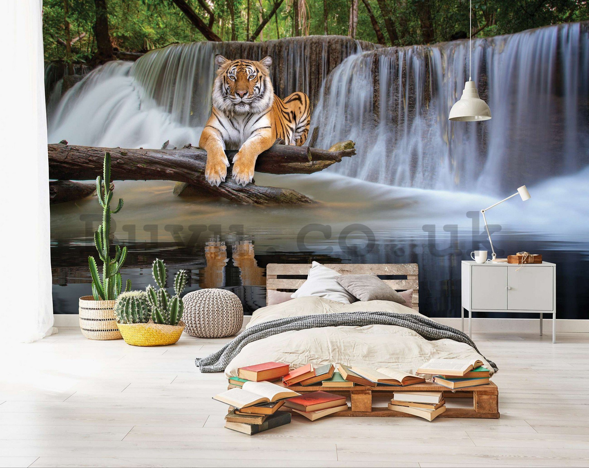Wall mural vlies: Tiger at the waterfall - 368x254 cm