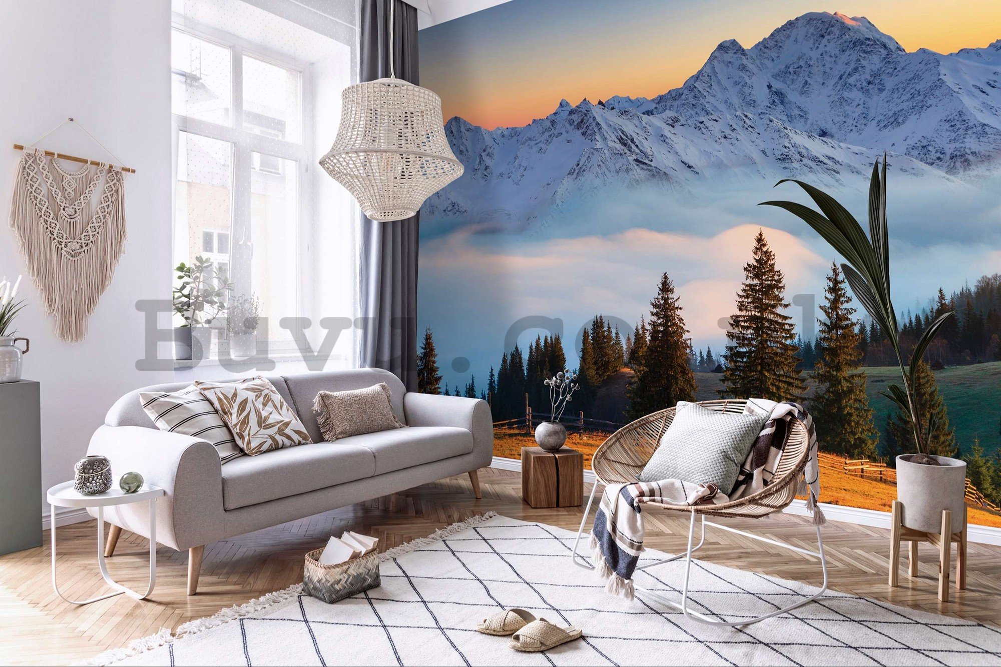 Wall mural vlies: Snowy mountain peaks - 368x254 cm