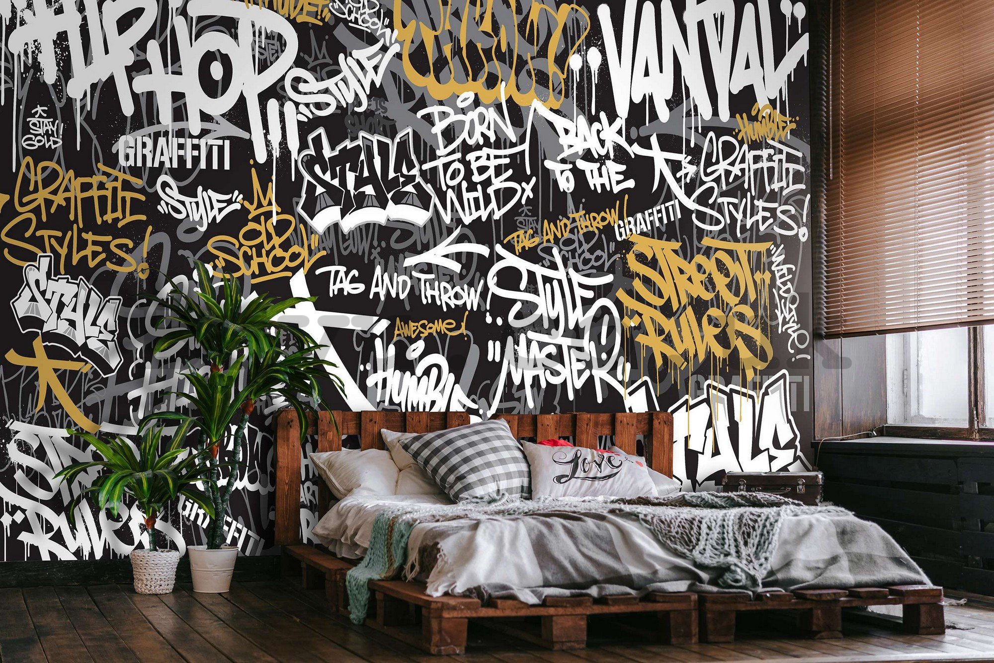 Wall mural vlies: Graffiti (three - 152,5x104 cm