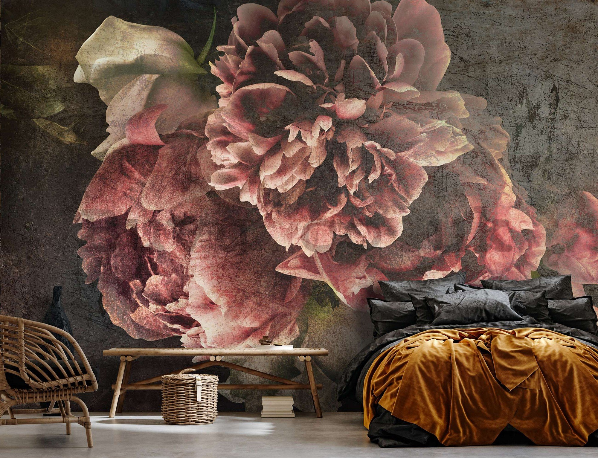 Wall mural vlies: Peony flowers - 416x254 cm