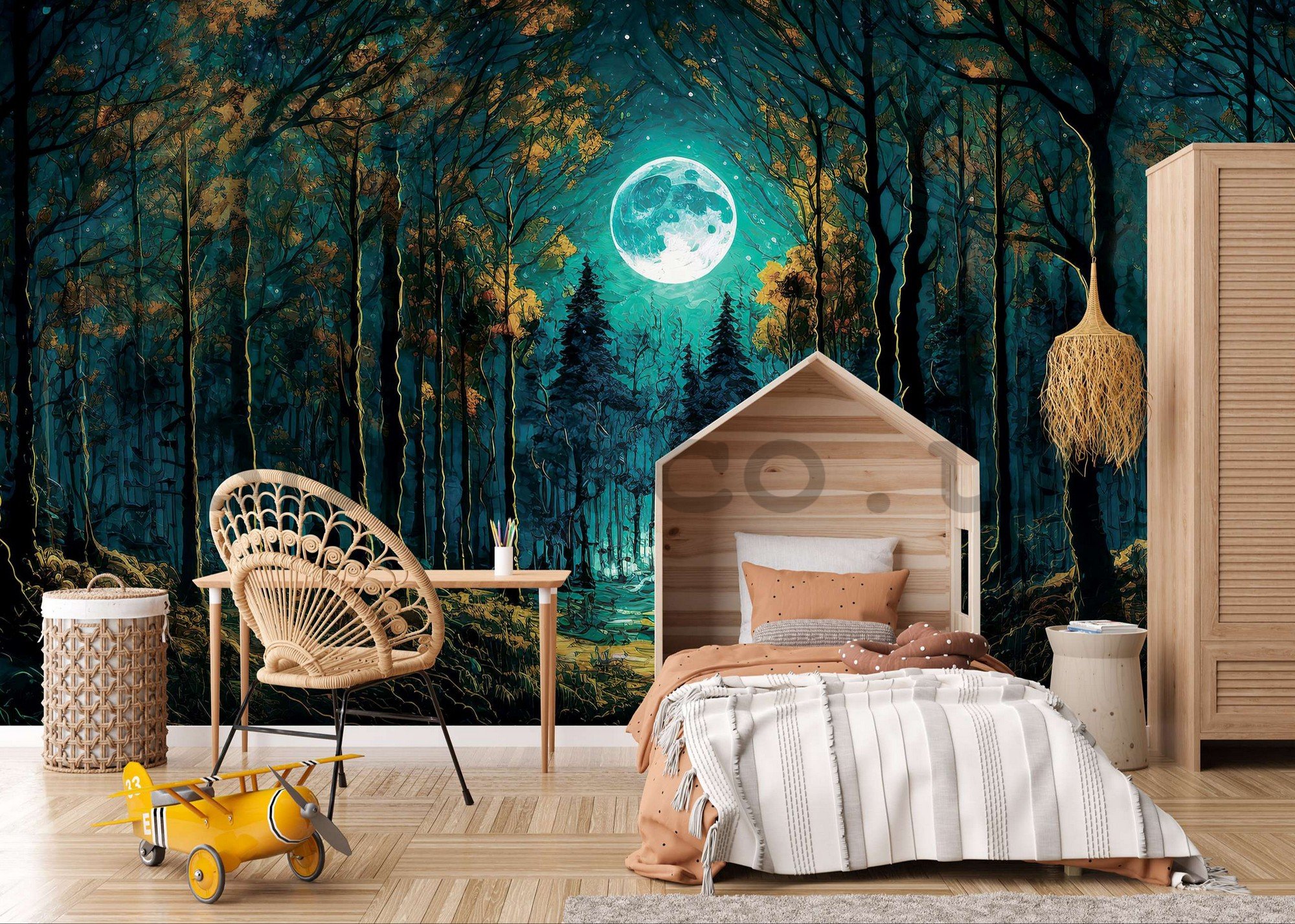 Wall mural vlies: Full moon in the forest - 416x254 cm