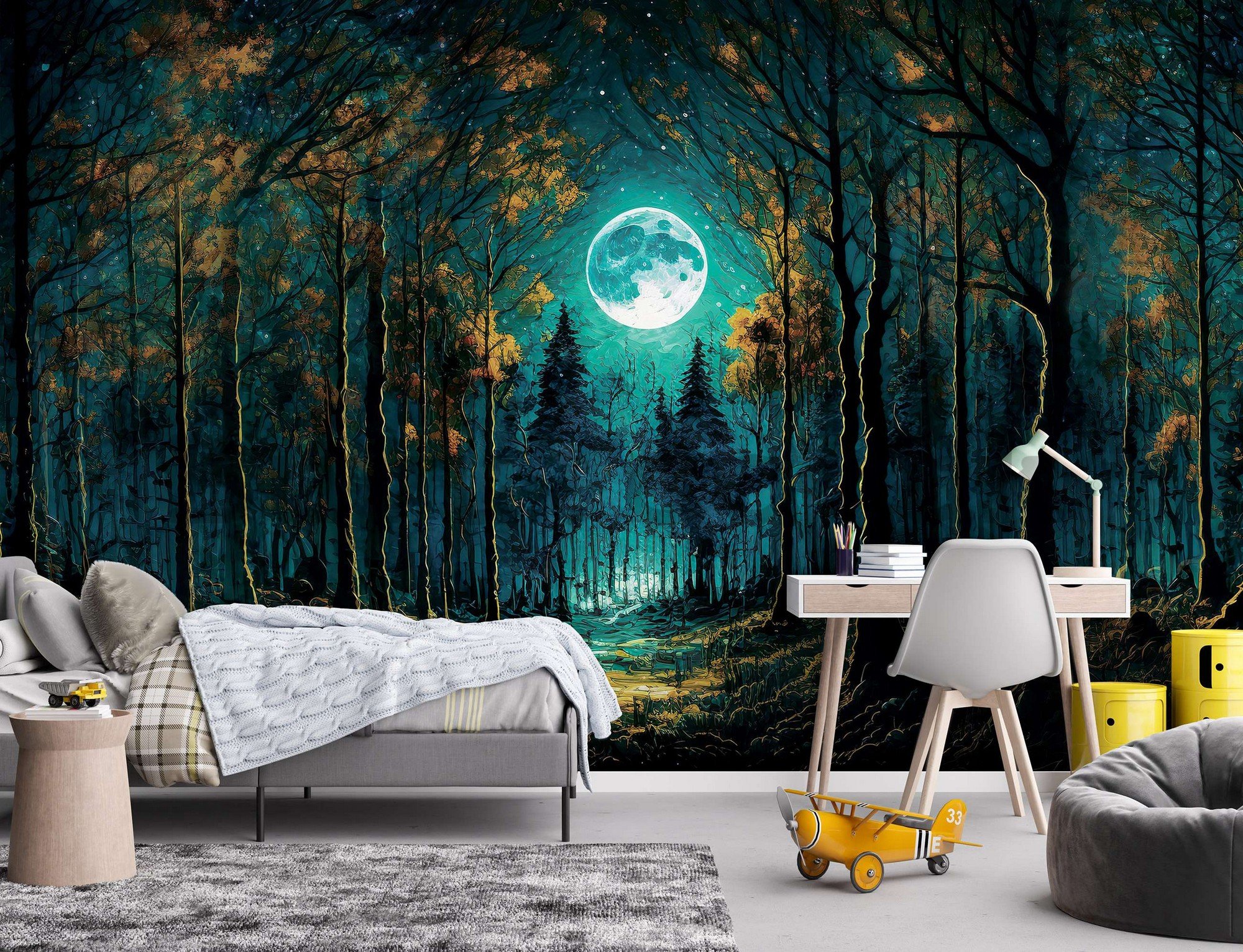Wall mural vlies: Full moon in the forest - 368x254 cm