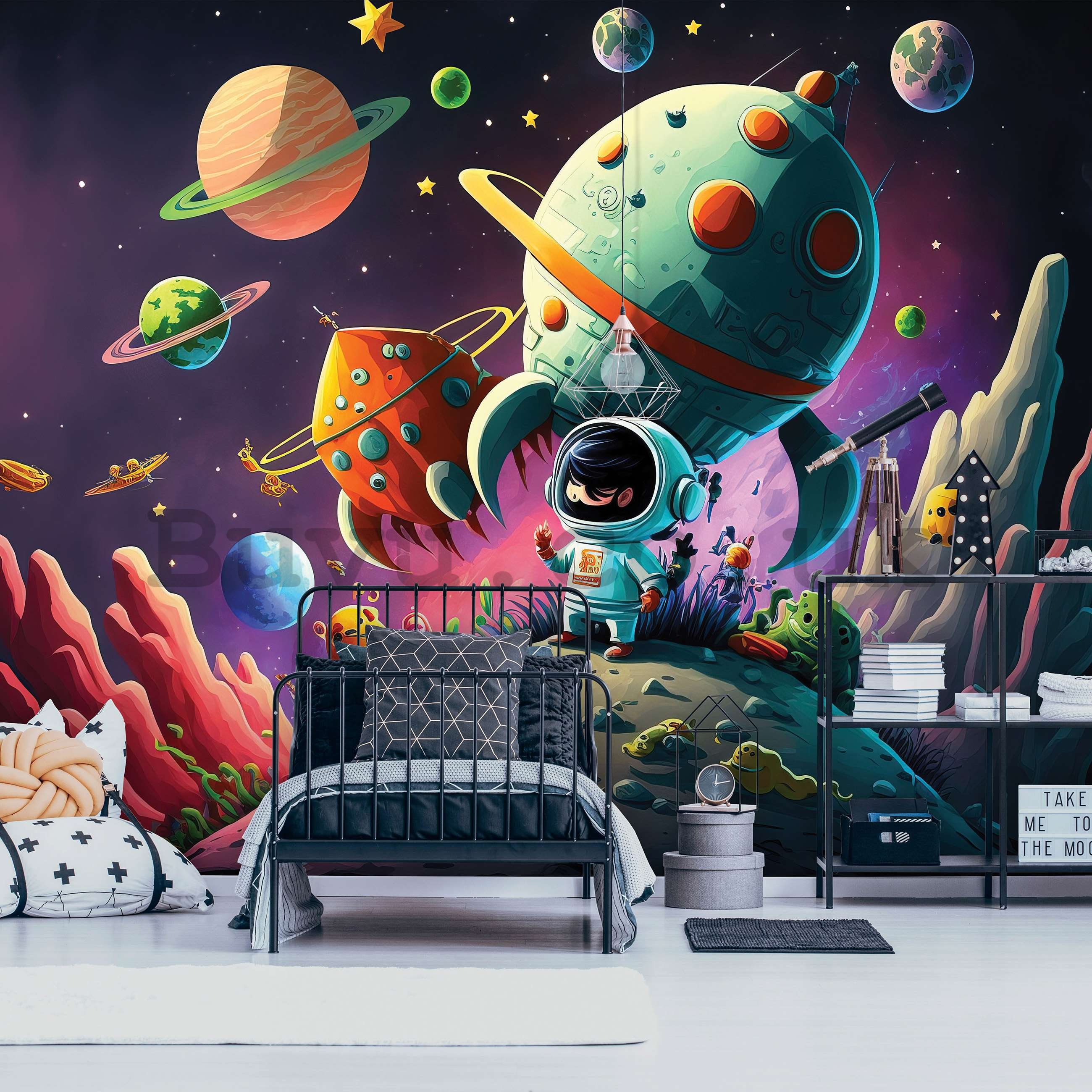 Wall mural vlies: Children's wallpaper astronaut and space - 254x184 cm