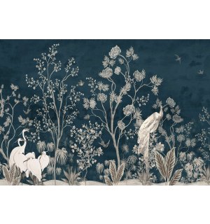 Wall mural vlies: Cranes in a Japanese garden - 416x254 cm
