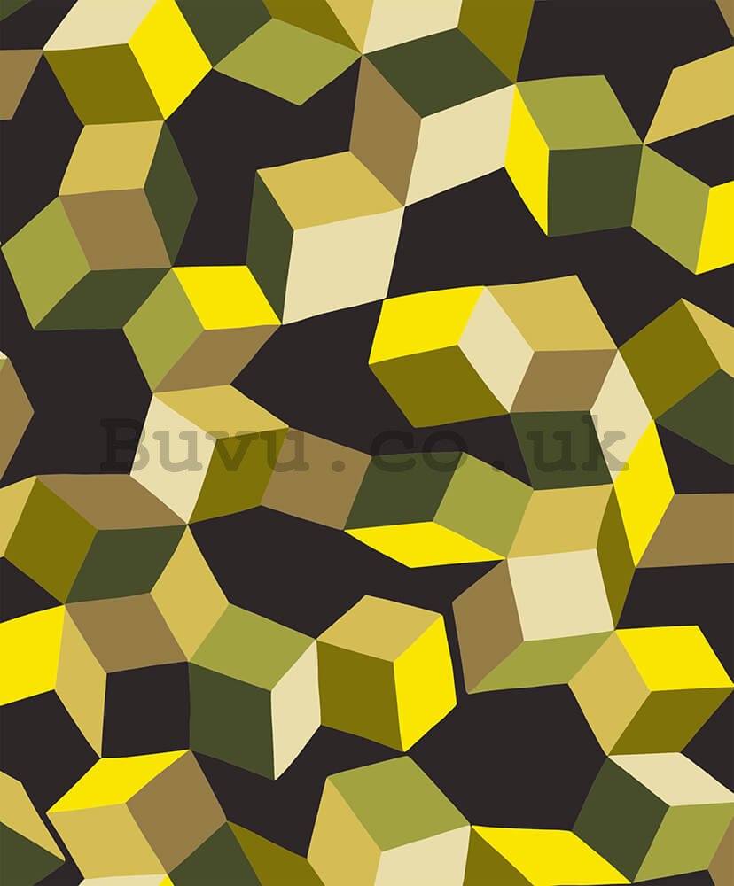 Vinyl wallpaper 3D yellow-black geometric patterns