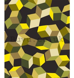 Vinyl wallpaper 3D yellow-black geometric patterns