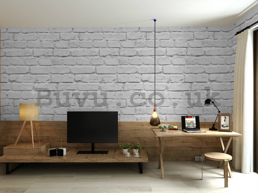 Vinyl wallpaper white brick wall (1)
