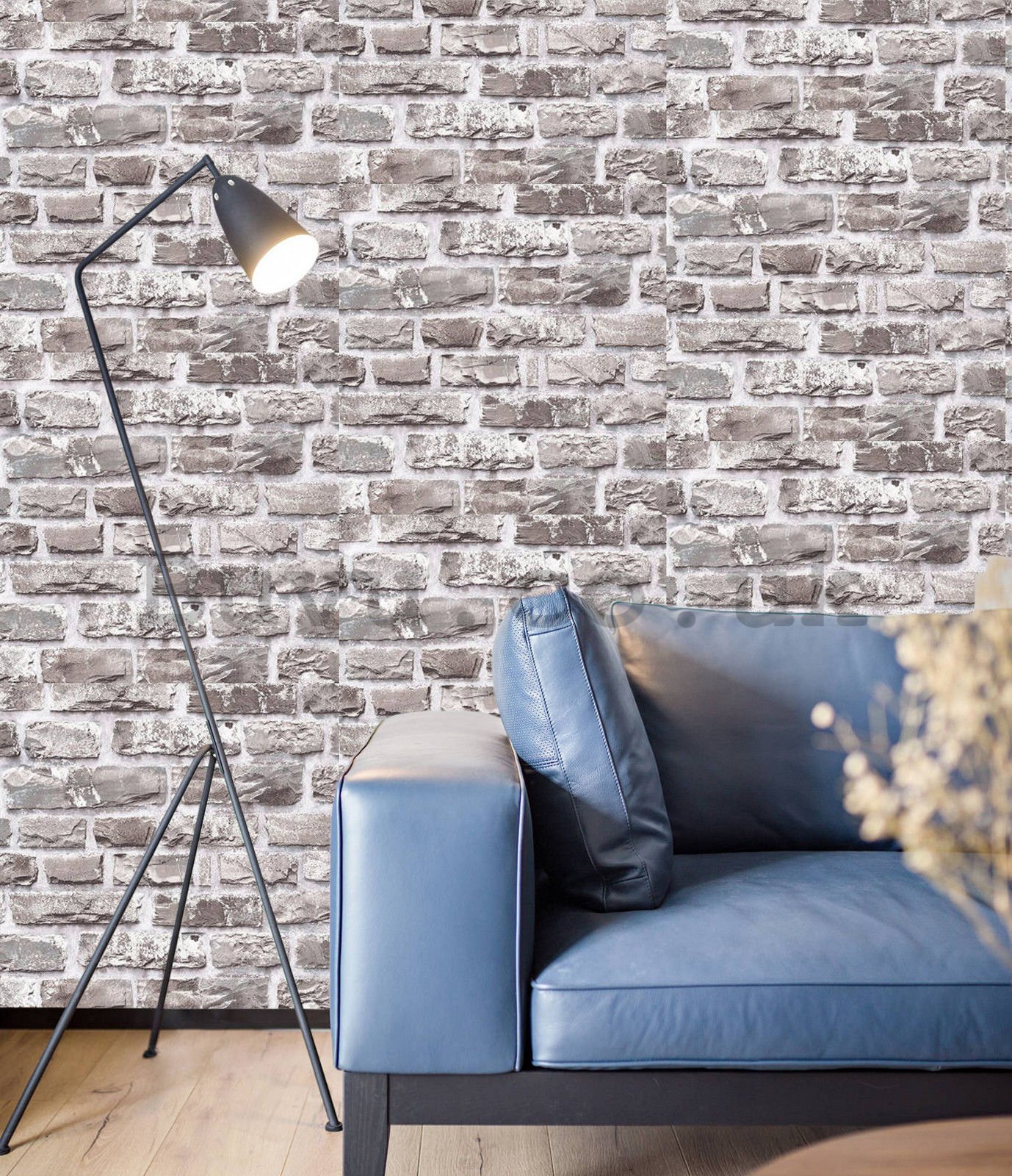 Vinyl wallpaper gray brick wall (1)