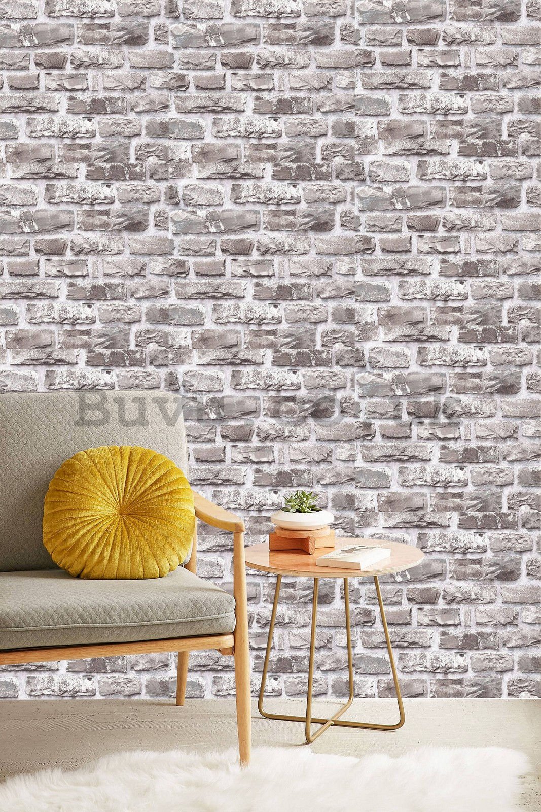 Vinyl wallpaper gray brick wall (1)