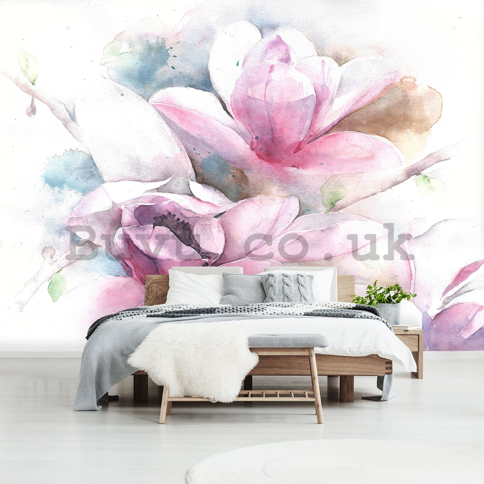 Wall mural vlies: Magnolia (painted) - 416x254 cm