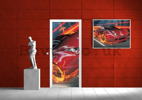 Wall Mural: Red car  - 211x91 cm