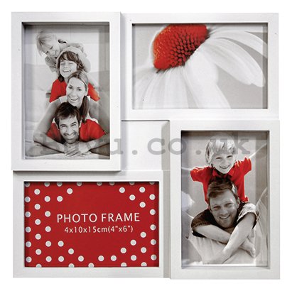 Photo frame - 4 windows (square), 10x15cm (White)