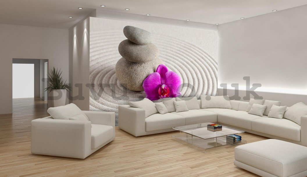 Wall Mural: Spa stones and orchid - 184x254 cm