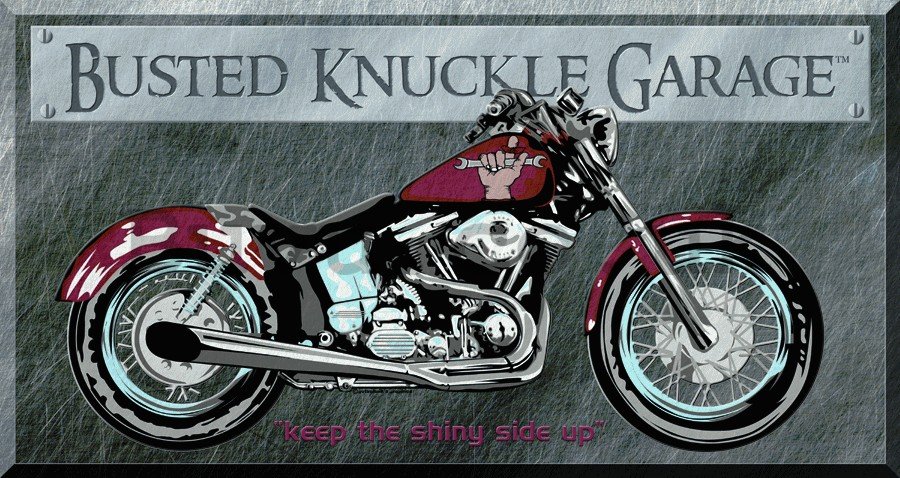 Metal sign: Busted Knuckle Garage - 22x40 cm