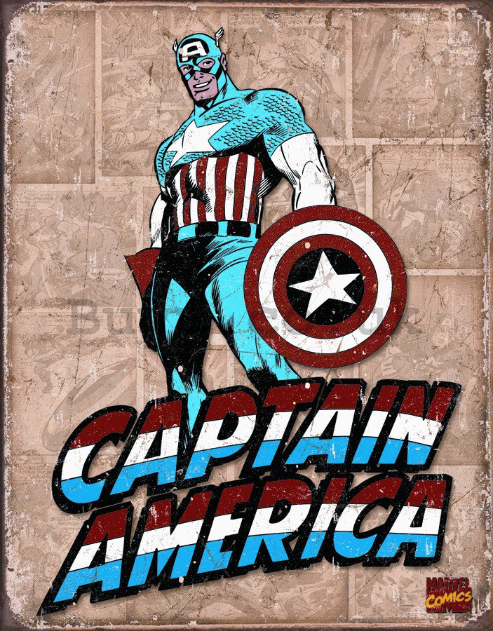 Metal sign - Captain America Retro Panels