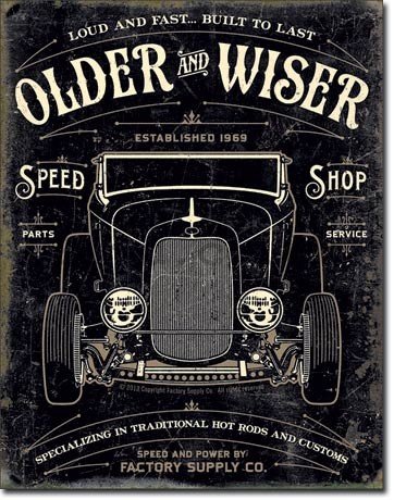 Metal sign - Older & Wiser (Black)
