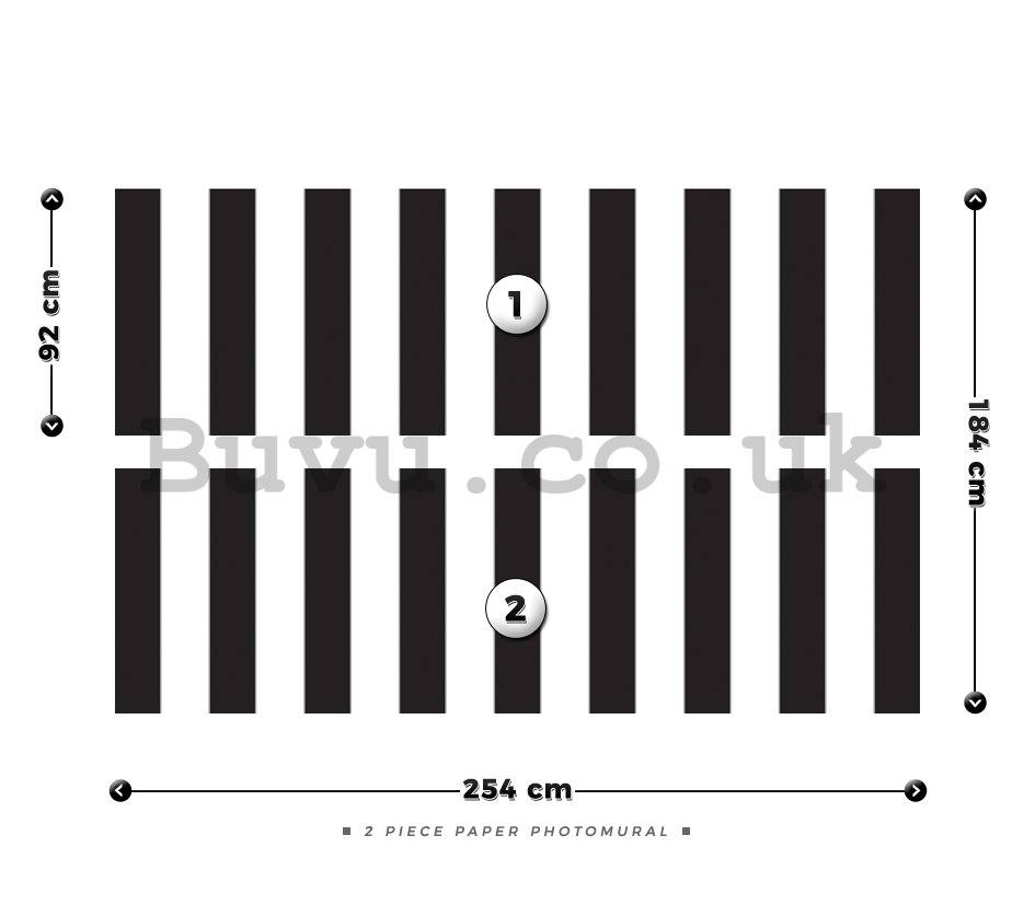 Wall Mural: Black and white stripes - 184x254 cm