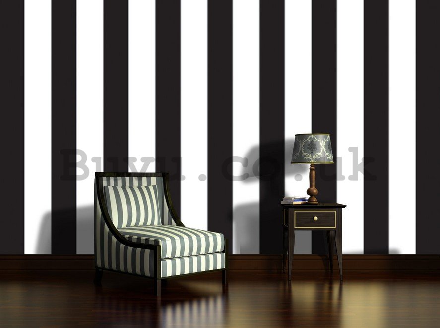 Wall Mural: Black and white stripes - 254x368 cm